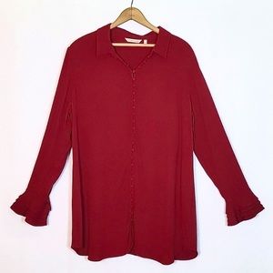 Soft Surroundings songs dark red poet button down blouse. Brand New